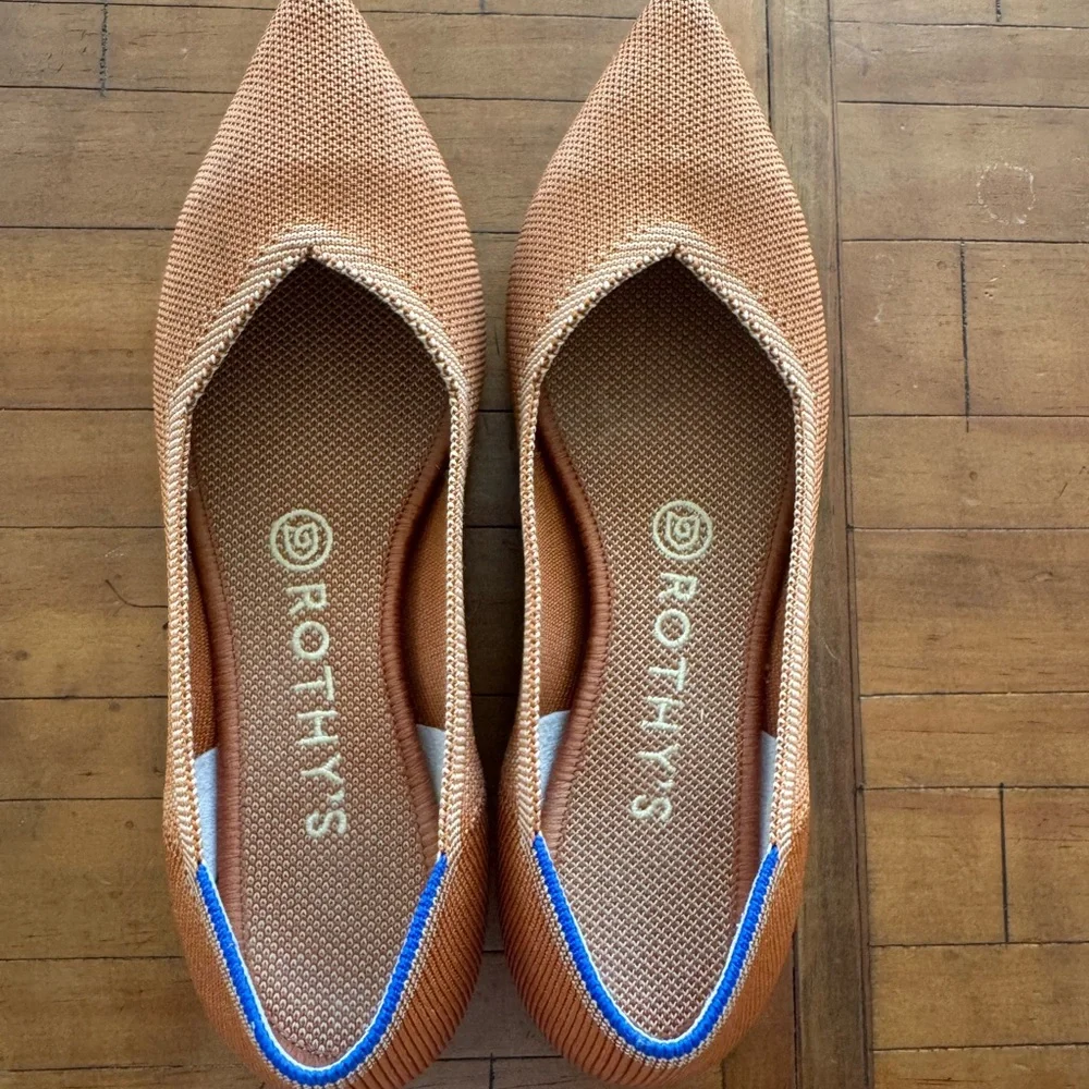 Rothy's Pointed Toe Tan Flats - Picture 1 of 4